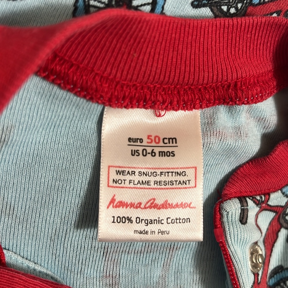 Hanna Andersson Blue Red Bicycle Print 100% Organic Cotton Pajamas - Picture 7 of 8